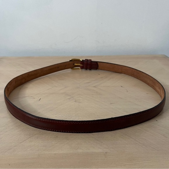 Brown Oiled Tanned Cowhide Leather Belt Gold-tone Solid Brass Buckle Men's 35-39 - Picture 9 of 9